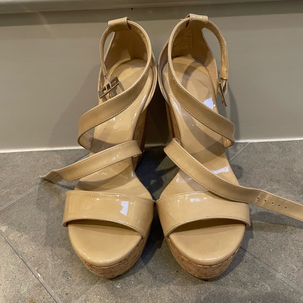 Jimmy Choo Nude Cork Wedges
